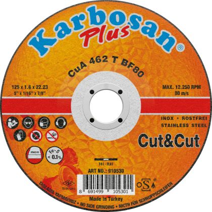 Диск за рязане на INOX KARBOSAN CuA462T THIN Ø 125 x 1.6 x 22.23 mm
