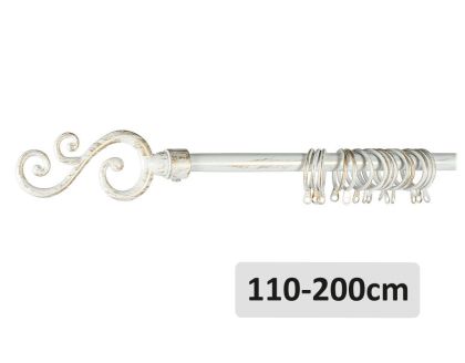 Корниз телескопичен 110см-200см мръсно бяло/злато 
