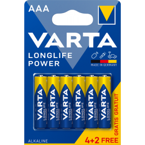 Усилени алкални батерии Varta Longlife Power AAA LR03 4+2 броя